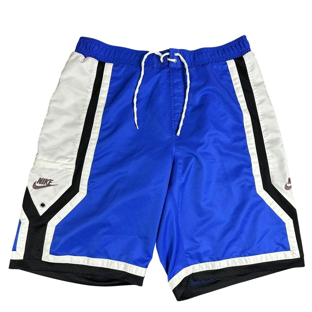 Vintage Nike Mens‎ Large Travis Scott Mini Swoosh Color Block Shorts Blue